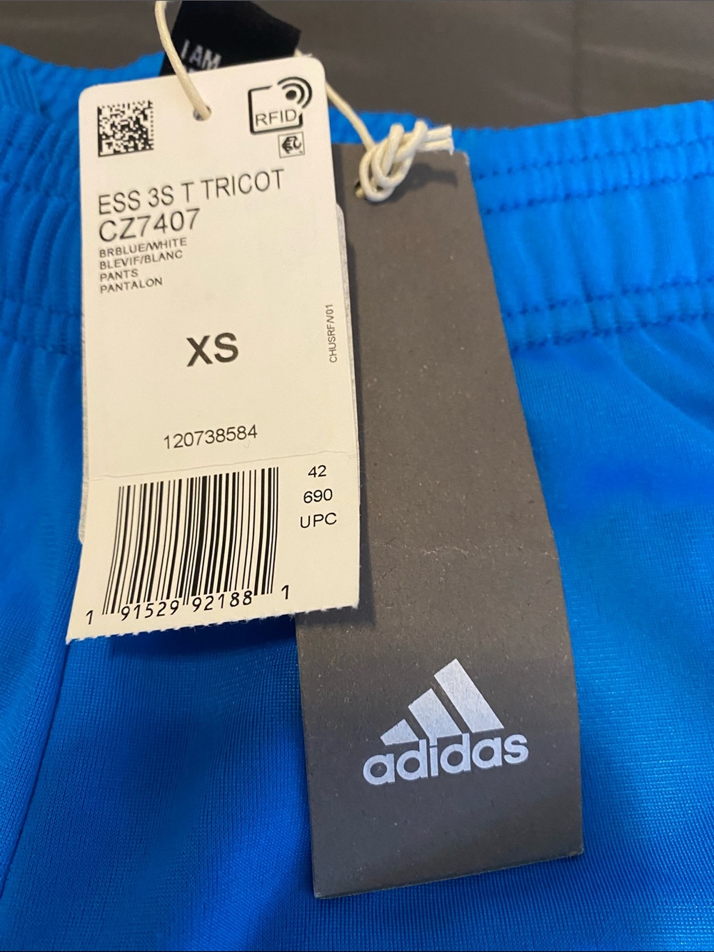 NWT Adidas blue 3-STRIPES TRICOT  TAPERED TRACK PANTS XS - Picture 6 of 11